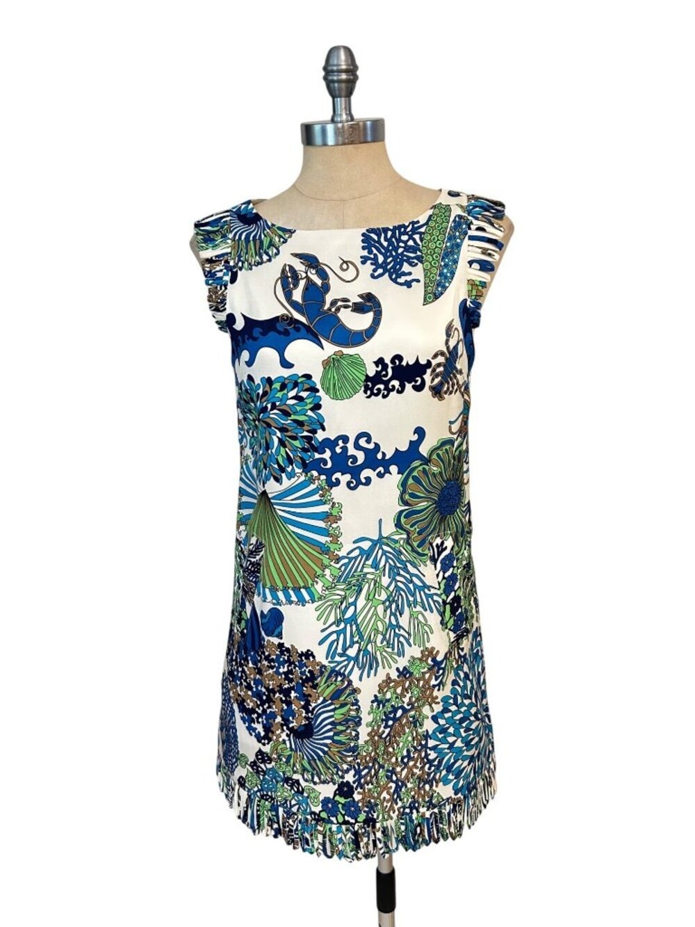 Tibi Women’s Ocean Wave Sleeveless Sheath Silk Dress Multicolor size 2